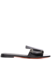 Santoni Frazzle Flat Monk-strap Slide Sandals In Black
