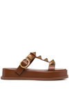 Valentino Women's Square Toe Pyramid Studded Platform Slide Sandals In Schwarz