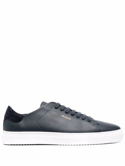 Axel Arigato 90 Clean Black Low Top Sneakers With Logo Lettering On The Side In Leather Man In Blue