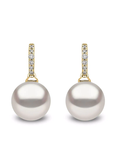 Yoko London 18kt Yellow Gold Classic Freshwater Pearl And Diamond Earrings