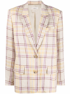 Isabel Marant Étoile Check-print Linen Blazer In Nude