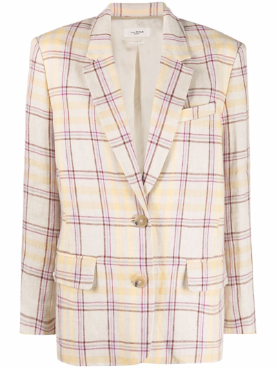 Isabel Marant Étoile Check-print Linen Blazer In Giallo