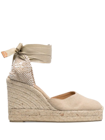 Castaã±er Lace-up Espadrille Wedges In Nude
