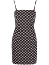 Misbhv Black & Beige Monogram Spaghetti Mini Dress In Schwarz