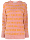 Stella Mccartney Fluffy Typographic Slash-sleeve Oversized Sweater In Rosa