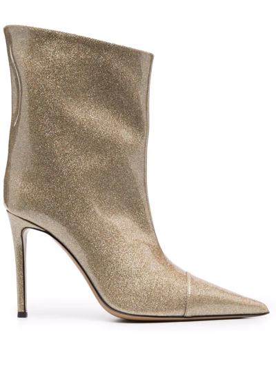 Alexandre Vauthier Glitter 105mm Ankle Boots In Gold