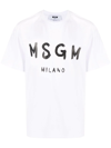 Msgm Logo Print Cotton  T-shirt In Weiss