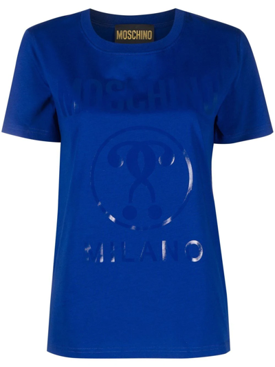 Moschino Double Question Mark-print T-shirt In Blue