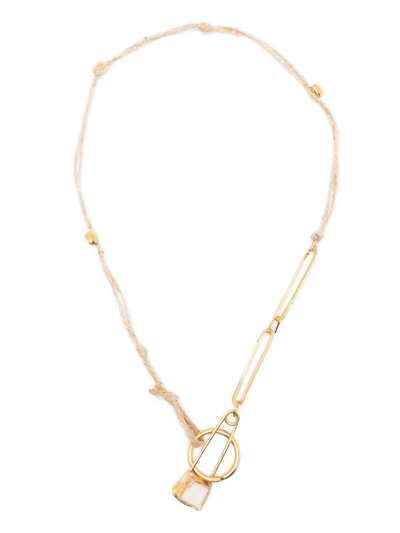 Nick Fouquet Safety-print Charm Necklace In Gold
