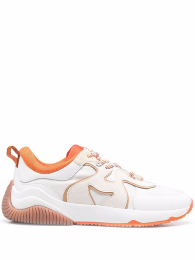 Hogan H597 Sneakers With Laces Bianco-arancio  Woman In Orange,white,off White