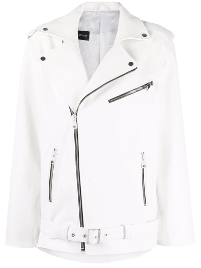 Manokhi Dad's Leather Jacket In Weiss