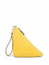 Prada Men's Leather Triangle Clutch In Gelb