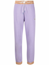 Moncler Faux Leather-trimmed Cotton-blend Jersey Track Pants In Rosa