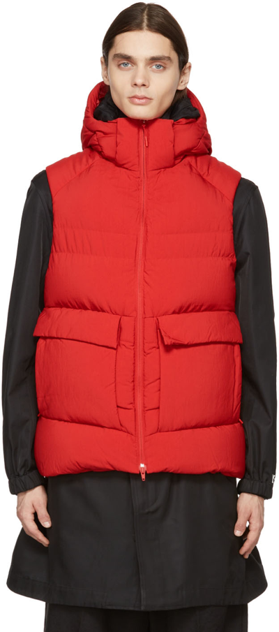 Y-3 Red Down Puffy Vest In Collegiate Red