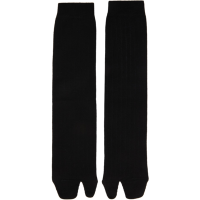 Maison Margiela Two-finger Ribbed Socks In 900 Black