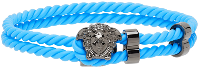 Versace Blue Medusa Braided Bracelet In Light Blue