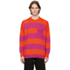 Jw Anderson Red & Pink Striped Patchpocket Sweater In 397 Pink/re