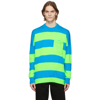 Jw Anderson Blue & Green Striped Patchpocket Sweater