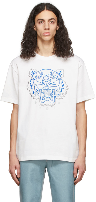 Kenzo White Blue The Year Of The Tiger Embroidered Tiger T shirt ModeSens