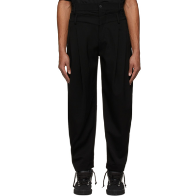 Feng Chen Wang Black Double Waistband Trousers In Blue