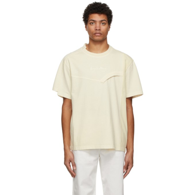 Feng Chen Wang Off-white Hand-dyed Double Collar T-shirt In Off White