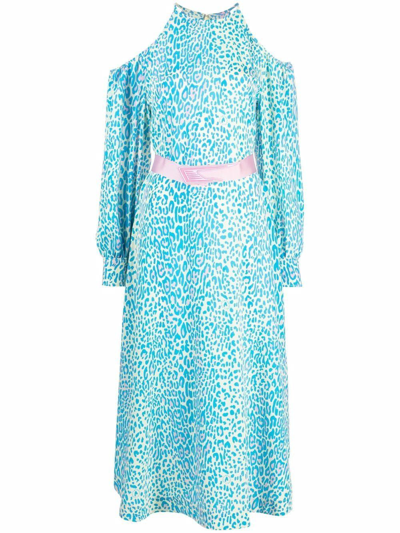 Stella Mccartney Women's Cheetah Cold-shoulder Midi Dress In Neutral