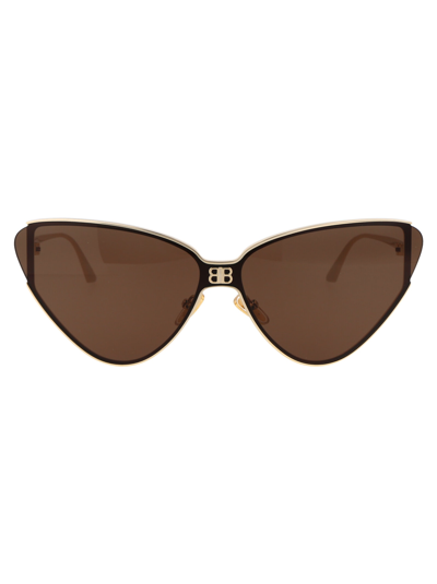 Balenciaga Bb0191s Sunglasses In 002 Gold Gold Brown