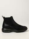 HOGAN FLAT BOOTIES CHELSEA INTERACTIVE HOGAN ANKLE BOOTS IN GRAINED LEATHER