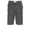 Lanvin Geometric-print Bermuda Shorts In Navy Blue