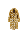 Burberry Runction Fawn Print Faux Fur Coat In Honey Beige