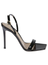 Gianvito Rossi Black Patent Ribbon Stiletto 105 Heeled Sandals In Black