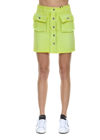 Msgm Fringe Trim Denim Skirt In Yellow