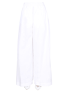 Aspesi Elastic Waist Wide Leg Plain Trousers In Bianco