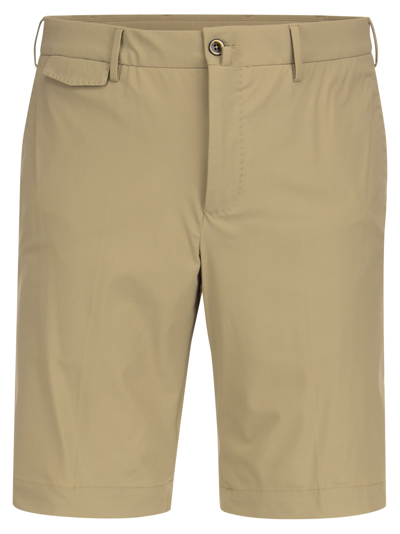 Pt01 Diagonal - Bermuda Shorts In Technical Fabric In Sand