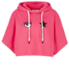 Chiara Ferragni Fuchsia Cotton Eye Star Cropped Sweatshirt In Fuchsia