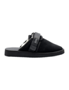Suicoke Zavo-vs Webbing-trimmed Suede Mules In Black