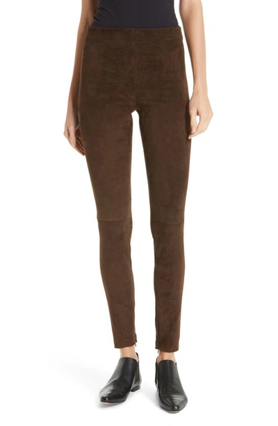 Vince Stretch Suede Leggings In Willow