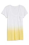 Caslon Rounded V-neck T-shirt In Yellow Citron Ombre
