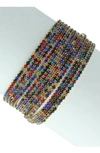 OLIVIA WELLES GOLD PLATED STACKED MULTI-COLOR STRETCH BEADED BRACELET