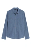 Travismathew Travis Mathew Hefe Regular Fit Flannel Sport Shirt In Vintage Indigo