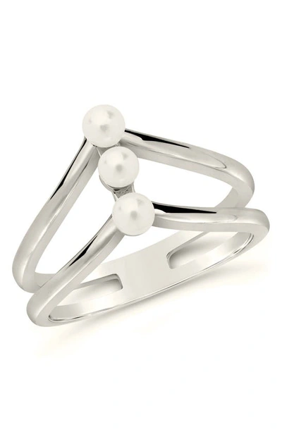 Sterling Forever Sterling Silver Triple 3.5mm Freshwater Pearl Cutout Ring