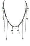 OLIVIA WELLES GRADUATED IMITATION PEARL CURB CHAIN STATEMENT NECKLACE