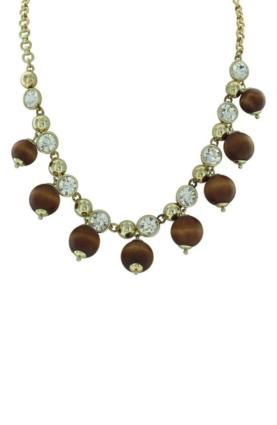 Olivia Welles Beaded Statement Necklace In Gold / Brown