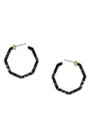 Olivia Welles Gold Plated Speckled Hoop Earrings In Gold / Black