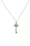 Olivia Welles Silver-tone Regal Rhinestone Key Pendant Necklace In Silver / Clear