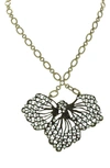 Olivia Welles Antiqued Flower Petal Statement Necklace In Antique Gold / Crystal