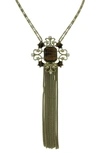 Olivia Welles Double Strand Marled Stone Tassel Necklace In Gold / Brown