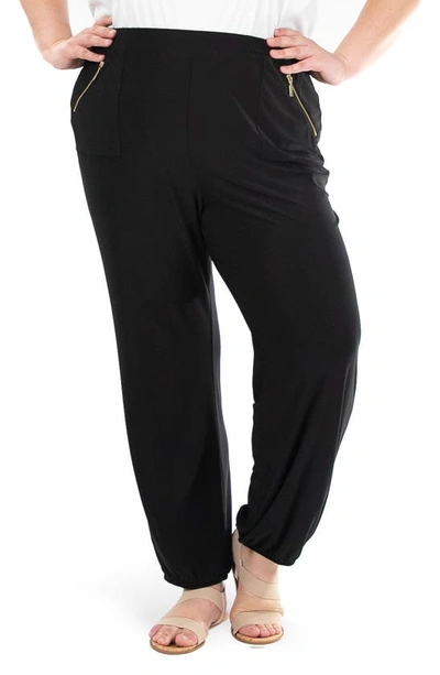 Nina Leonard Elastic Waist Harlem Pants In Black