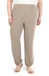 Nina Leonard Elastic Waist Harlem Pants In Mink