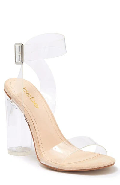 BEBE YASMIN LUCITE HEEL SANDAL 